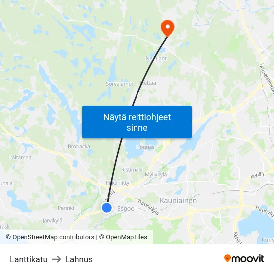 Lanttikatu to Lahnus map