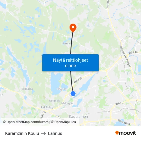 Karamzinin Koulu to Lahnus map