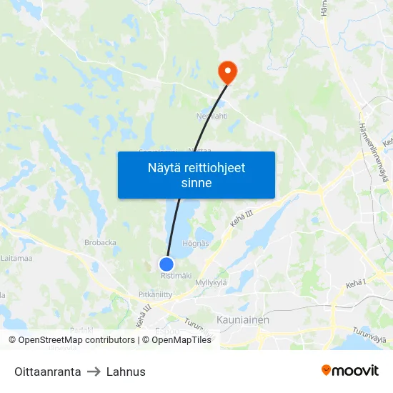Oittaanranta to Lahnus map