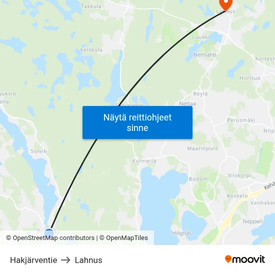 Hakjärventie to Lahnus map