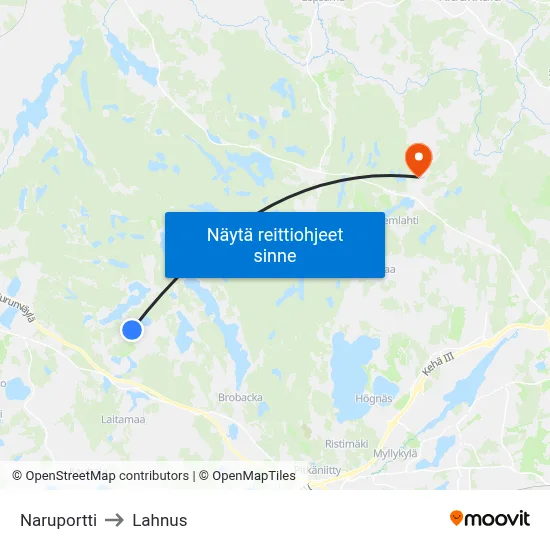Naruportti to Lahnus map