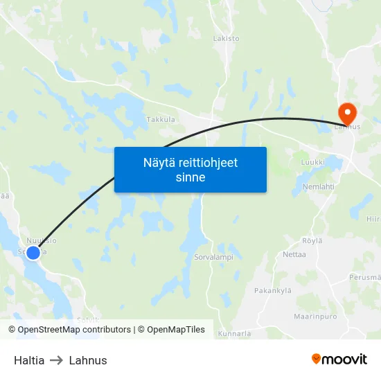 Haltia to Lahnus map