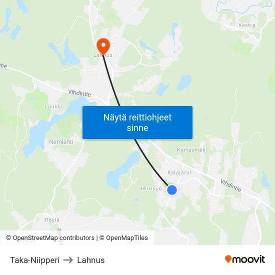 Taka-Niipperi to Lahnus map