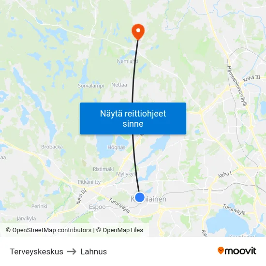 Terveyskeskus to Lahnus map