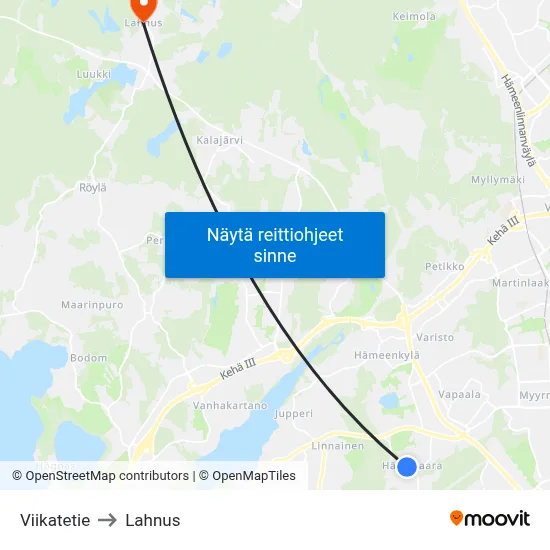 Viikatetie to Lahnus map