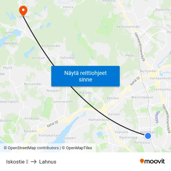 Iskostie 🛍️ to Lahnus map