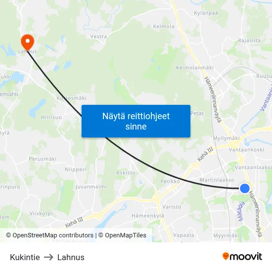 Kukintie to Lahnus map
