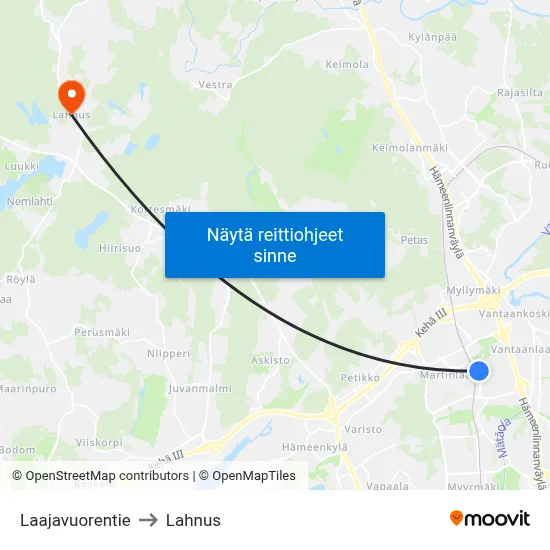 Laajavuorentie to Lahnus map