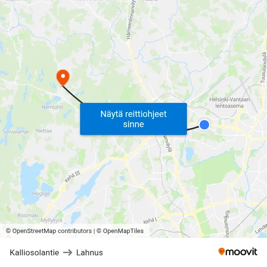 Kalliosolantie to Lahnus map