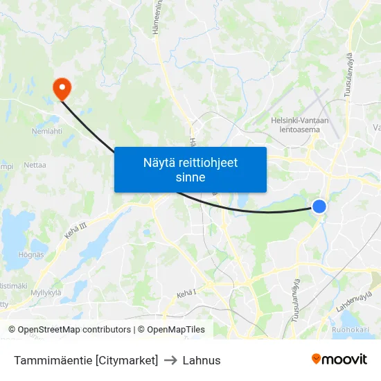 Tammimäentie 🛒 to Lahnus map