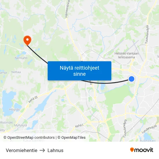 Veromiehentie to Lahnus map