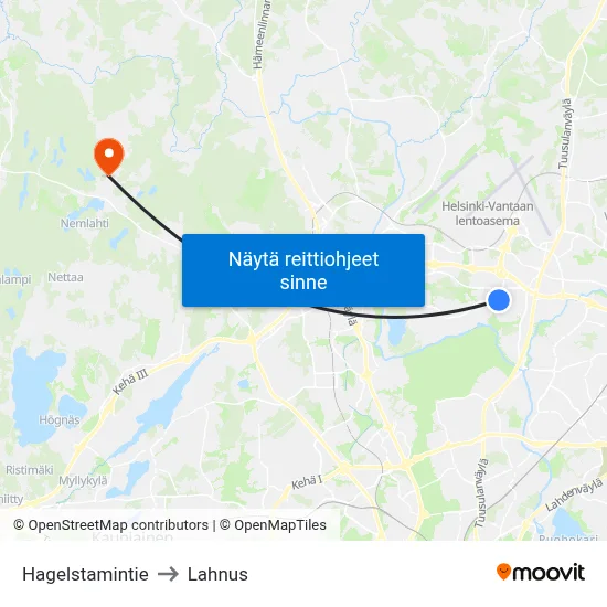 Hagelstamintie to Lahnus map