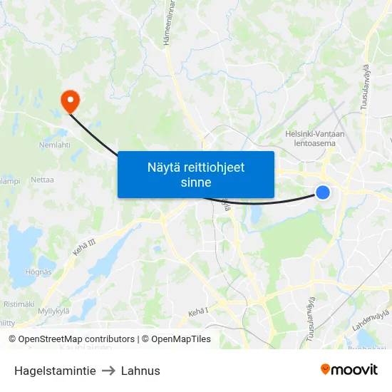 Hagelstamintie to Lahnus map