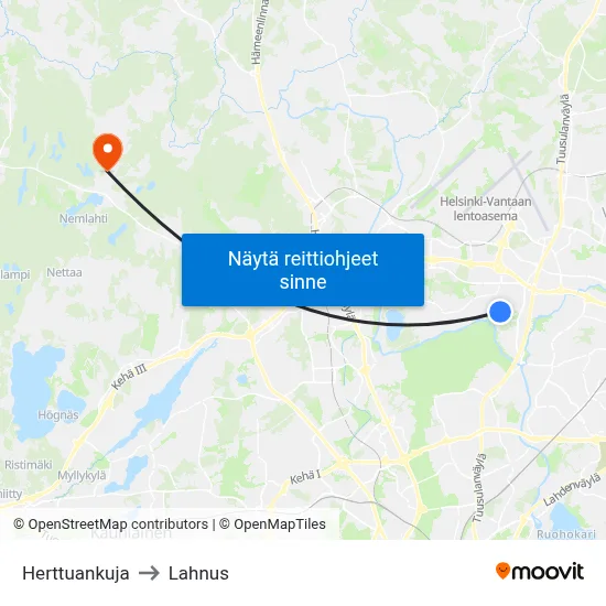 Herttuankuja to Lahnus map