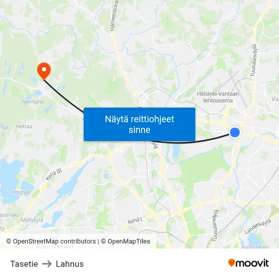 Tasetie to Lahnus map