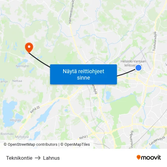 Teknikontie to Lahnus map