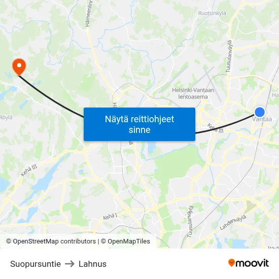 Suopursuntie to Lahnus map