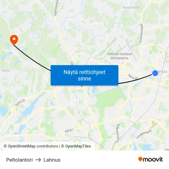 Peltolantori to Lahnus map