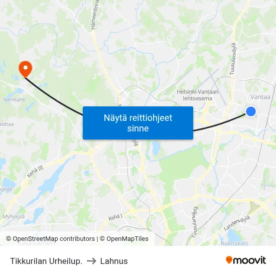 Tikkurilan Urheilup. to Lahnus map