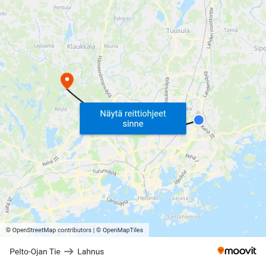 Pelto-Ojan Tie to Lahnus map