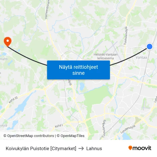 Koivukylän Puistotie [Citymarket] to Lahnus map