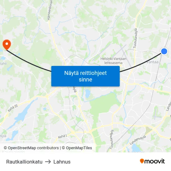 Rautkallionkatu to Lahnus map