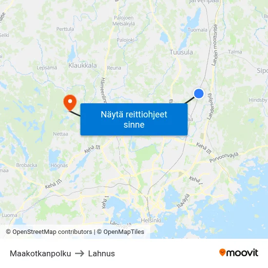 Maakotkanpolku to Lahnus map