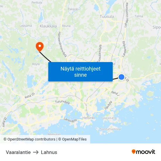 Vaaralantie to Lahnus map
