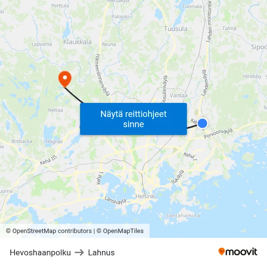 Hevoshaanpolku to Lahnus map