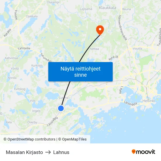 Masalan Kirjasto to Lahnus map