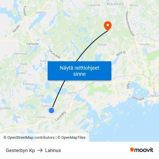 Gesterbyn Kp to Lahnus map