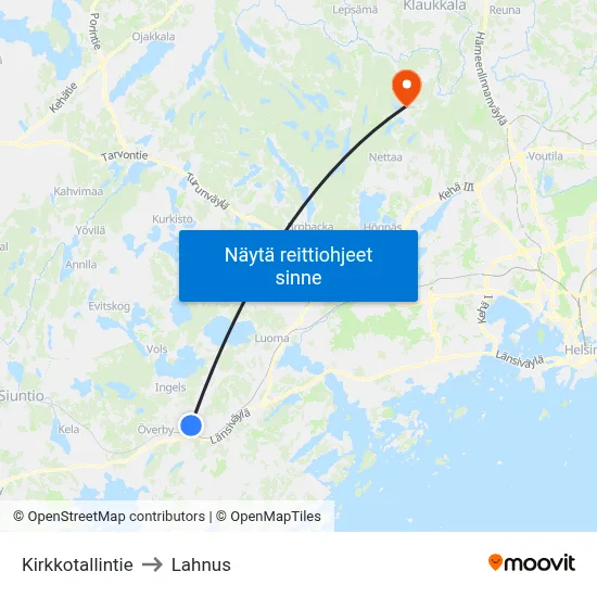 Kirkkotallintie to Lahnus map