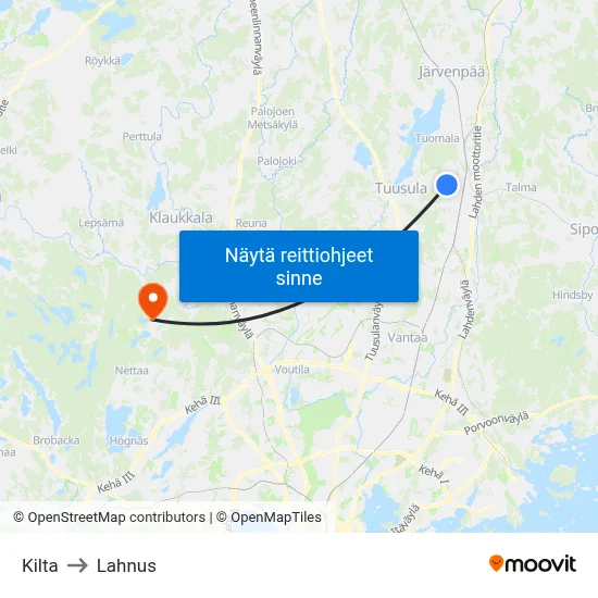 Kilta to Lahnus map