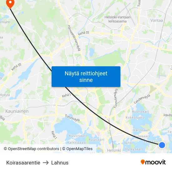 Koirasaarentie to Lahnus map