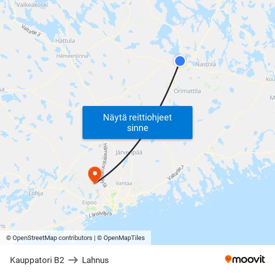 Kauppatori B2 to Lahnus map