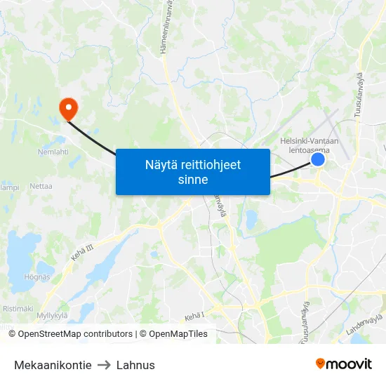 Mekaanikontie to Lahnus map