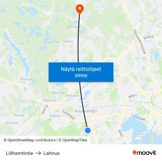 Lillhemtintie to Lahnus map