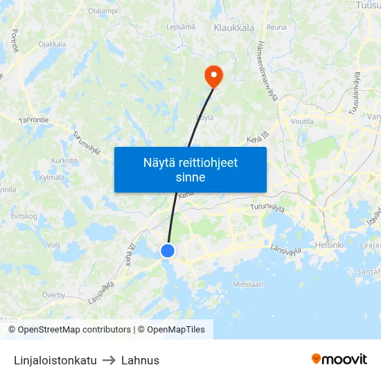 Linjaloistonkatu to Lahnus map