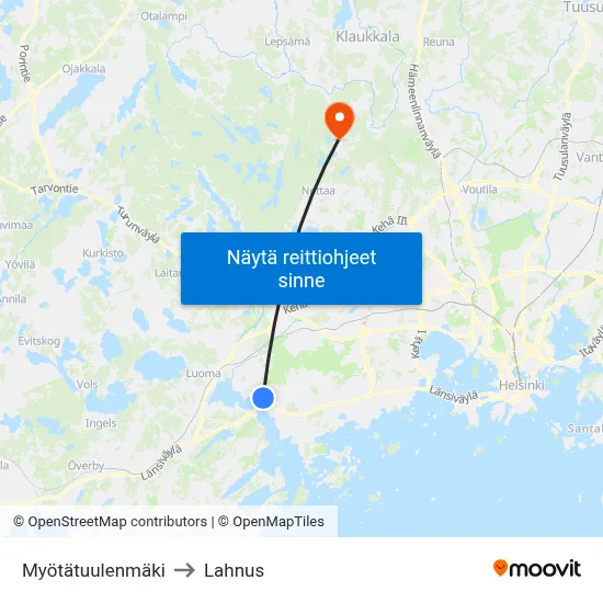 Myötätuulenmäki to Lahnus map