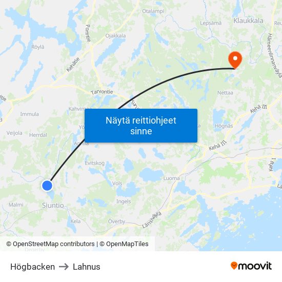 Siuntion Kylpylä to Lahnus map