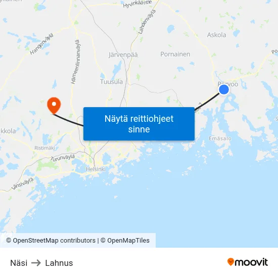 Näsi to Lahnus map