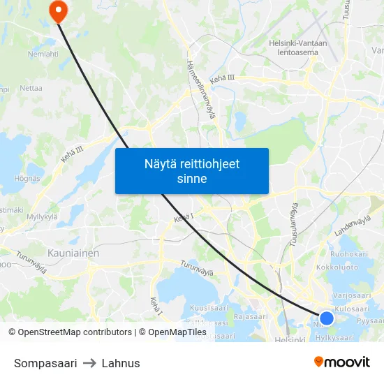 Sompasaari to Lahnus map