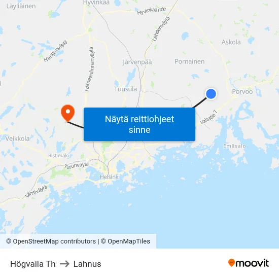 Högvalla Th to Lahnus map