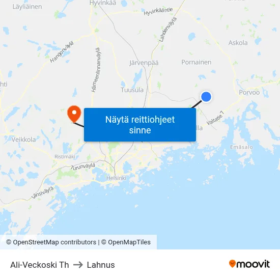 Ali-Veckoski Th to Lahnus map