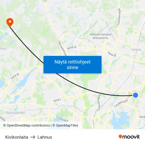 Kivikonlaita to Lahnus map