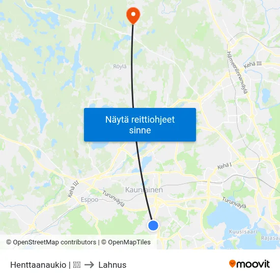 Henttaanaukio | 🏫🌳 to Lahnus map
