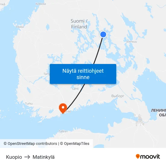 Kuopio to Matinkylä map