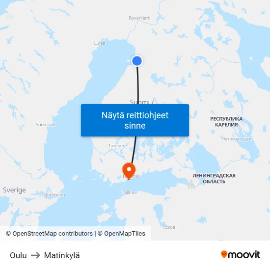 Oulu to Matinkylä map