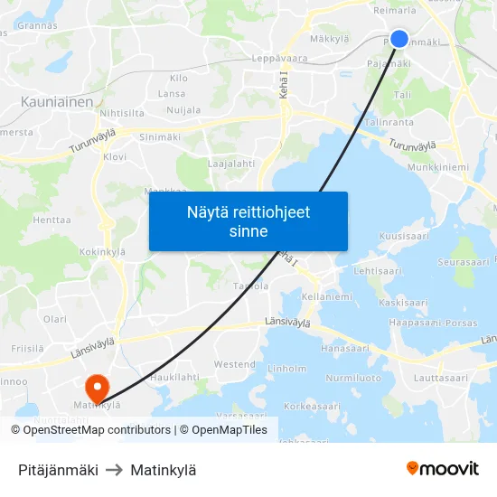 Pitäjänmäki to Matinkylä map