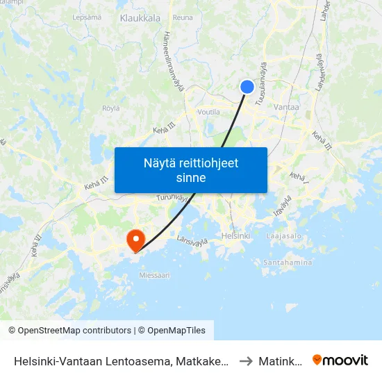 Helsinki-Vantaan Lentoasema, Matkakeskus to Matinkylä map